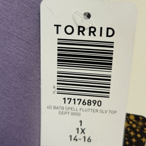 Torrid Beauty and the Beast Break Spell Belle Flutter Sleeve Top Purple 1X - Picture 8 of 9
